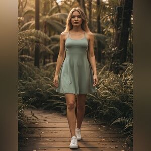 Danskin Skinny Straps Active Dress Size X Small Botanical Green Moisture Wicking